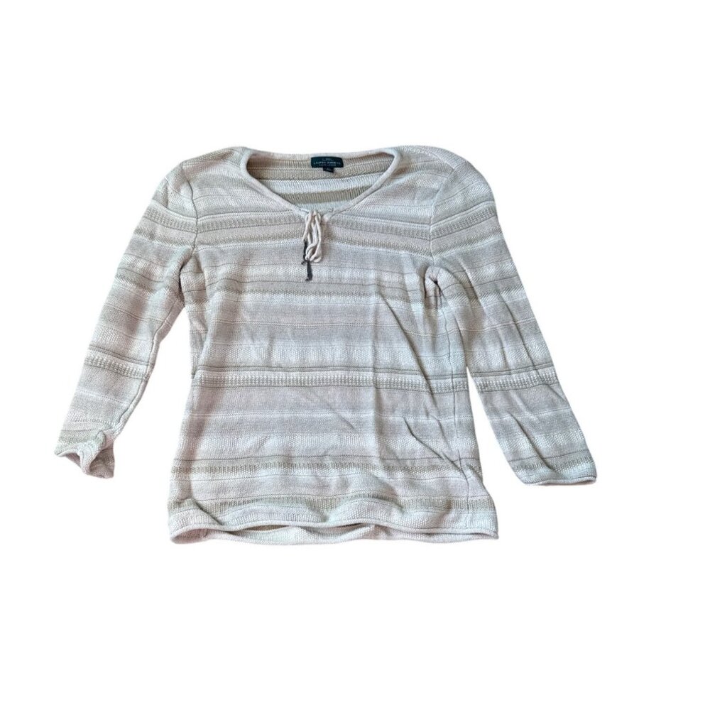 Lauren Ralph Lauren Womens Cream Sweater Size M 100% Cotton Green Tag Indie